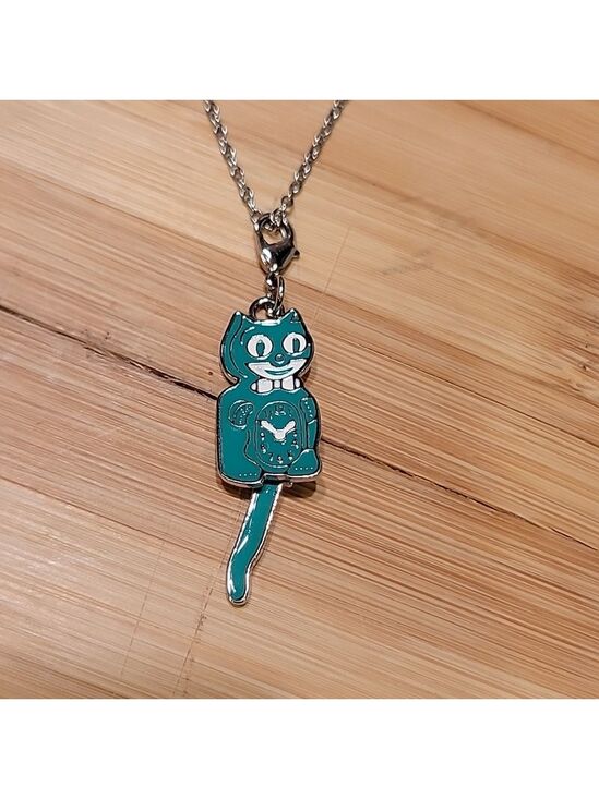 Kit-Cat Klock Jewelry - Emerald Green Kit-Cat Klock clock clip on charm necklace